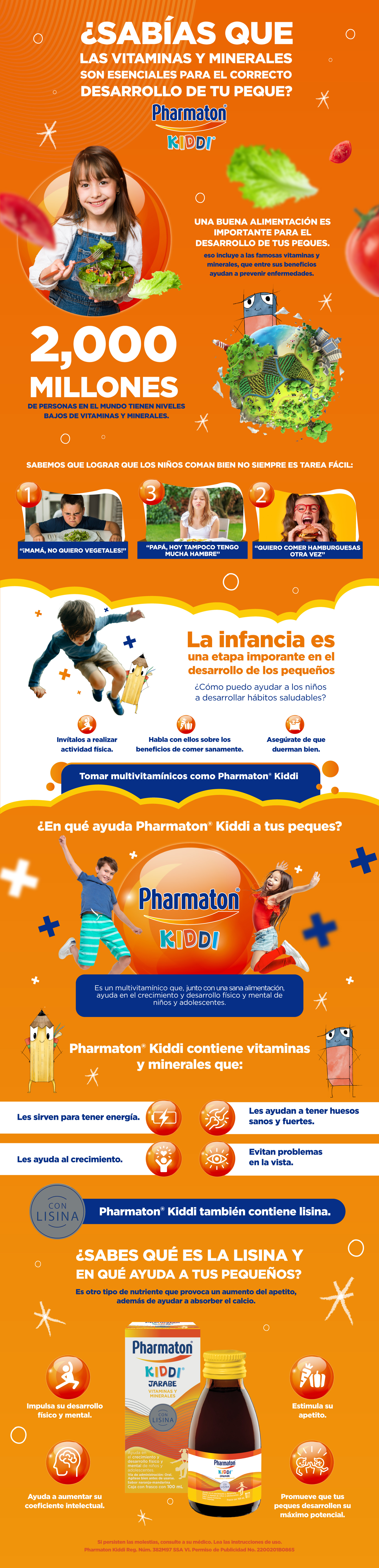 Pharmaton kiddi Multivitamínico para Niños Jarabe 100 ml, Sabor  Naranja-Mandarina.